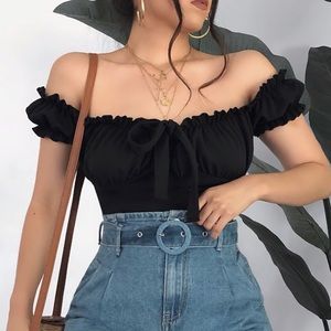 Tops - Black off the Shoulder Top Tops - Black off the Shoulder Top